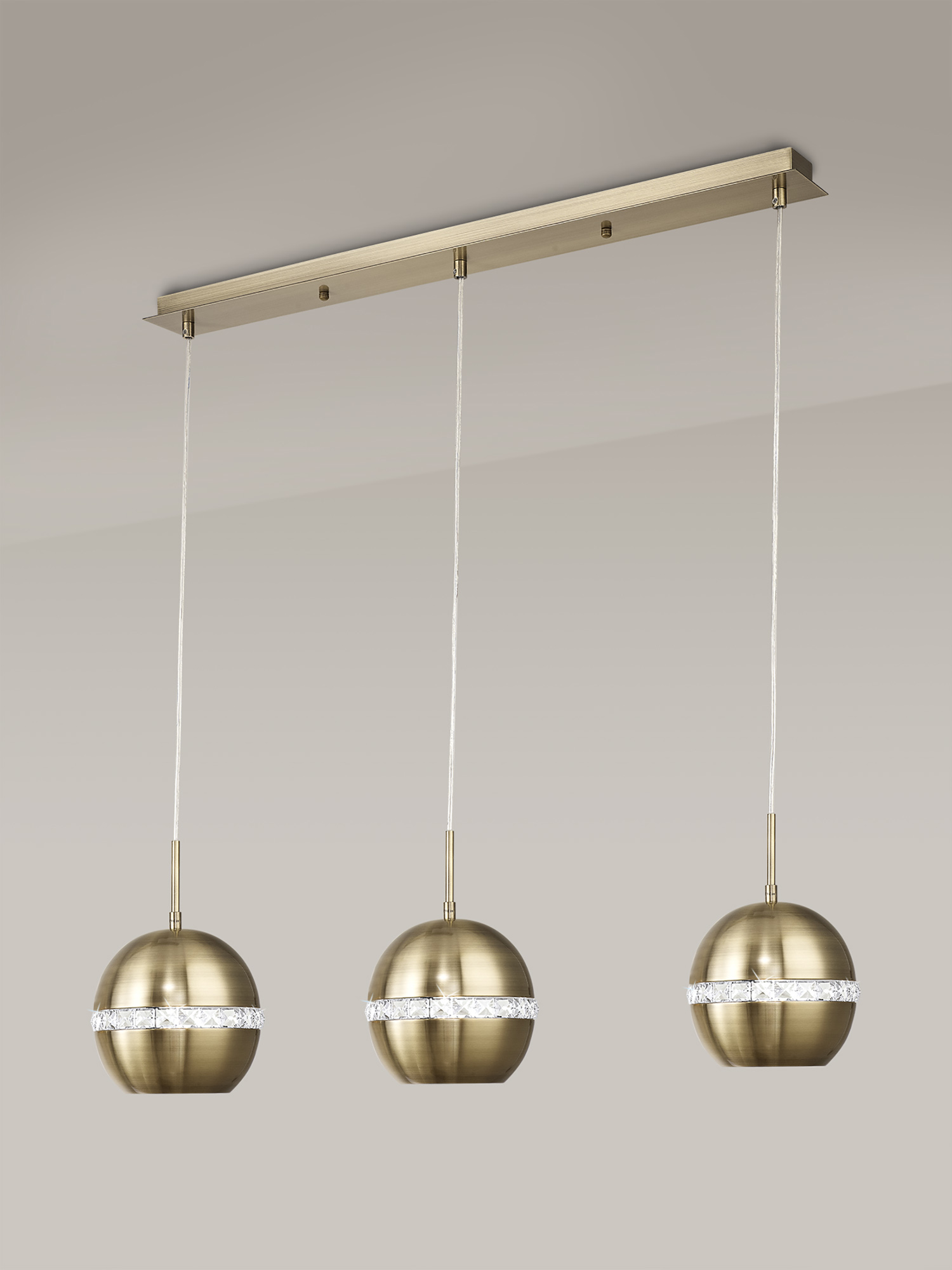 Andrea Antique Brass Crystal Ceiling Lights Diyas Multiple Crystal Pendants